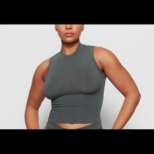‼️SOLD‼️NWT: Skims Cotton Jersey Mock Neck Tank in Deep Sea (Sold Out color)